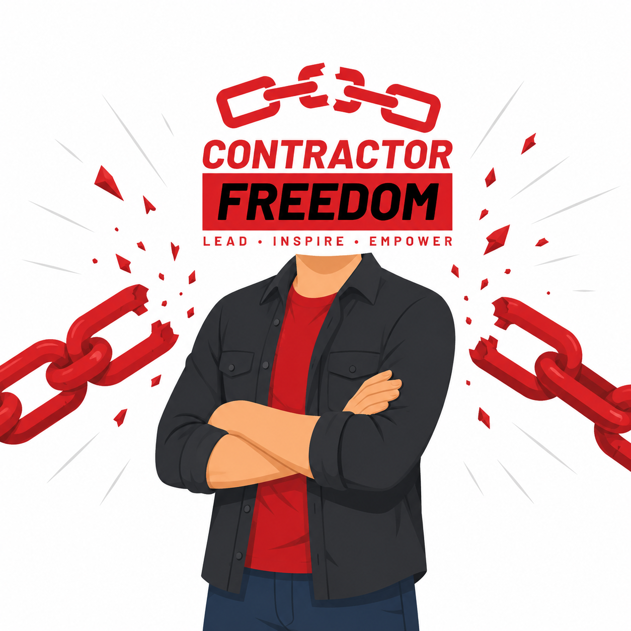 Achieving Contractor Freedom for Painting Business Owners An illustration of a person with broken chains and text 'Contractor Freedom' representing business independence.