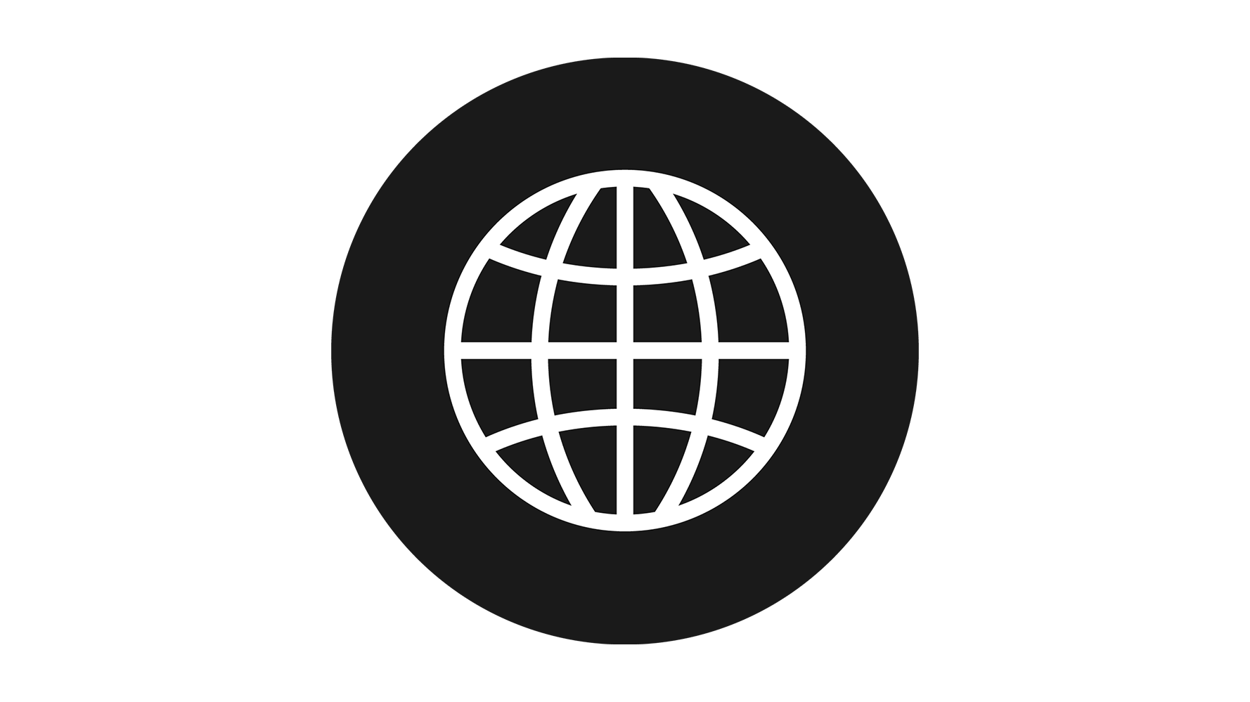 A white globe icon on a black circle, representing a painting company's website and online reach.