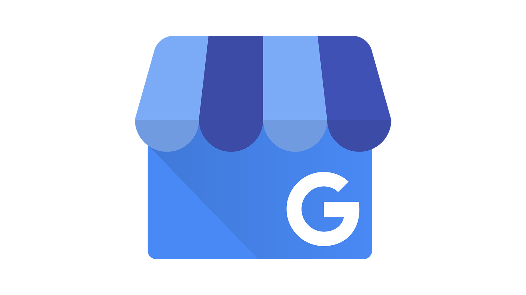The Google My Business logo, a blue storefront with a white G, for local SEO.