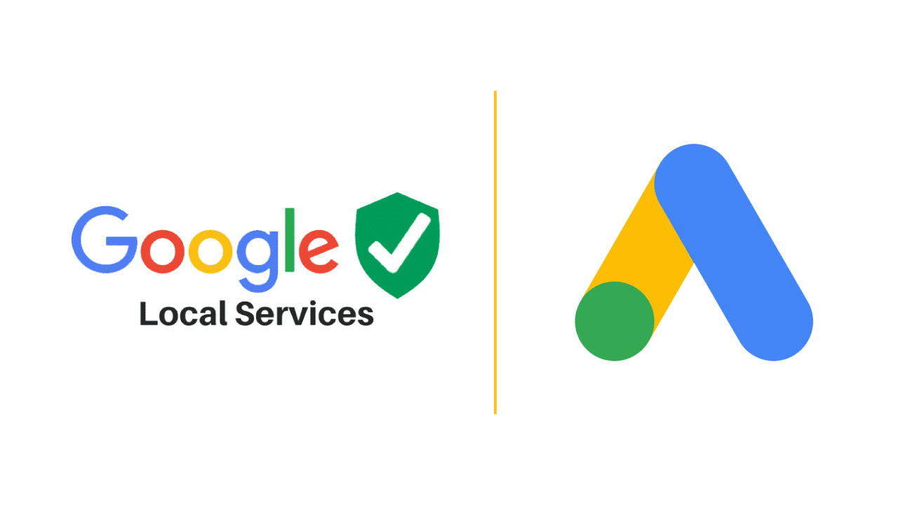 Google Local Services Ads and Google Ads Comparison for Painters The Google Local Services logo next to the Google Ads logo, illustrating a comparison of advertising platforms.