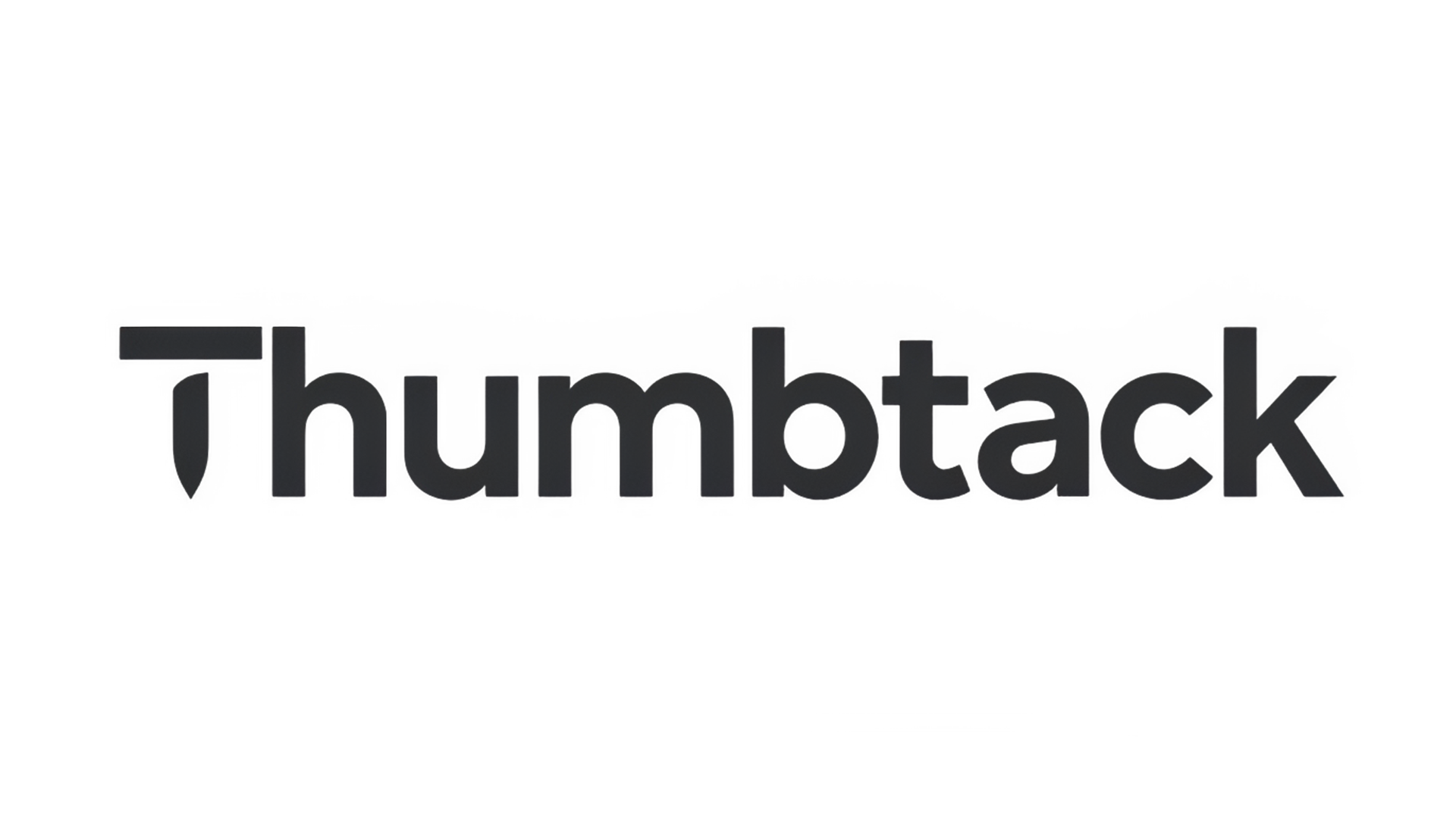 The Thumbtack logo in dark gray text with a thumbtack icon, a platform for local service providers.